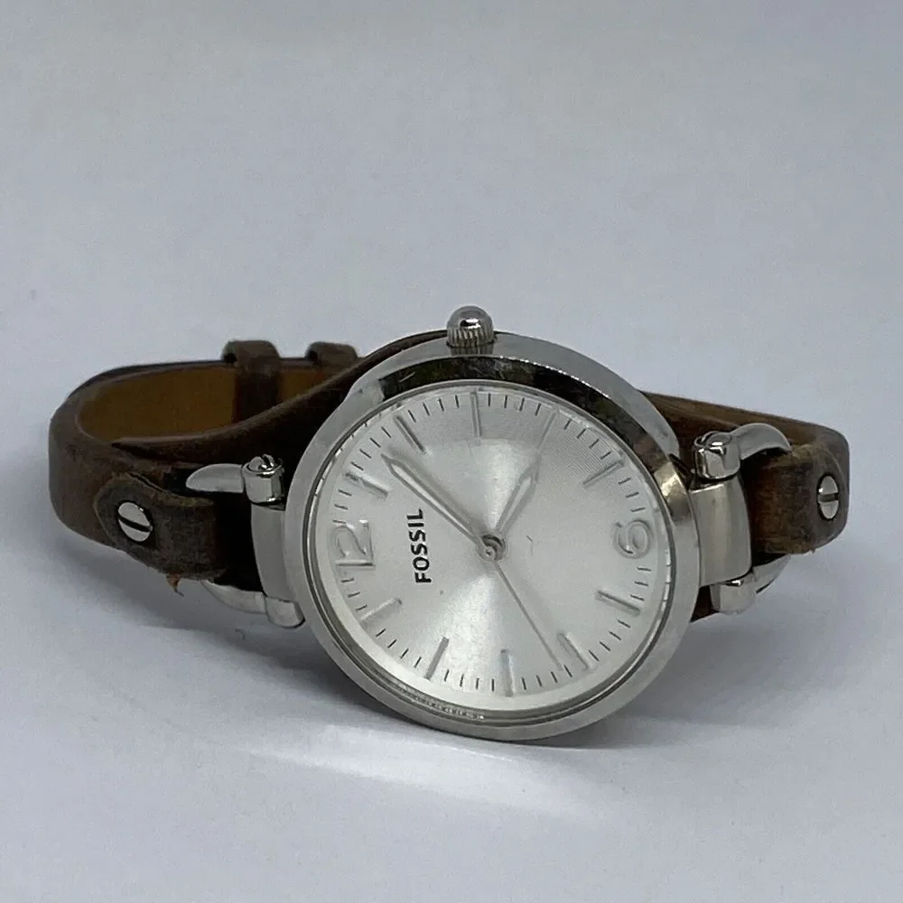 Fossil Georgia ES3060 Women Brown Leather Analog Dial Quartz Genuine Watch KS734